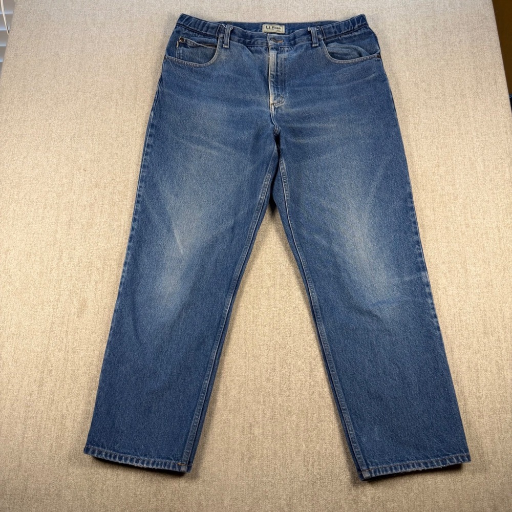 LL Bean Jeans Men 37x30 Blue Comfort Waist Straight Leg Denim